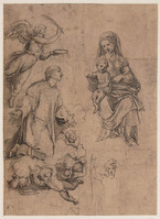 K 001
<br/>
Madonna en Kind in glorie met een heilige diaken
<br/>
<em>Raffaello Sanzio (1483-1520) - atelier van</em>